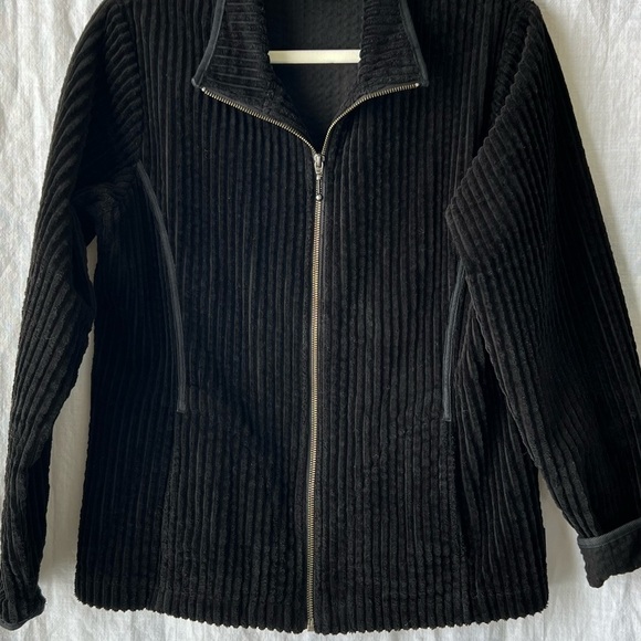 Women's Woolrich Kinsdale Zip Up Ribbed Corduroy Jacket Black Size Medium - Picture 2 of 8